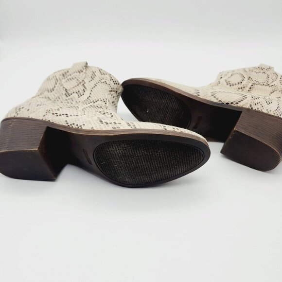 True Craft Ankle Boots Women 9-1/2 M Winnie Western Snakeskin Brown Cream - Picture 8 of 10
